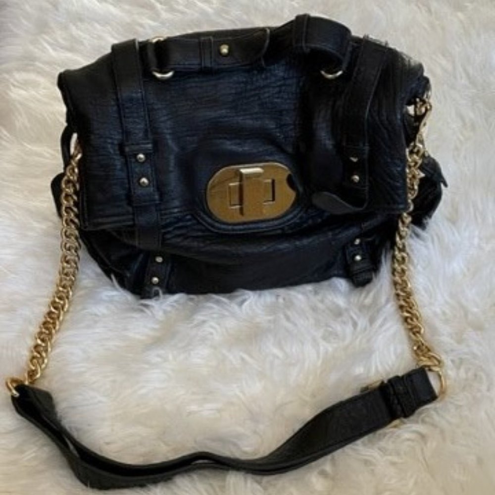 Badgley Mischka Black leather shoulder purse
